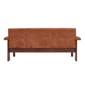 English Elm 69.9 Inch Chenille Two Seater Sofa with Pillow Top Arms and Rubberwood Legs for Living Room Rust N763S000050J
