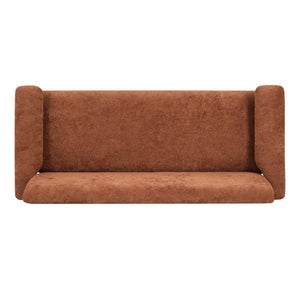 English Elm 69.9 Inch Chenille Two Seater Sofa with Pillow Top Arms and Rubberwood Legs for Living Room Rust N763S000050J