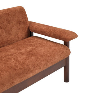 English Elm 69.9 Inch Chenille Two Seater Sofa with Pillow Top Arms and Rubberwood Legs for Living Room Rust N763S000050J