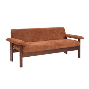 English Elm 69.9 Inch Chenille Two Seater Sofa with Pillow Top Arms and Rubberwood Legs for Living Room Rust N763S000050J
