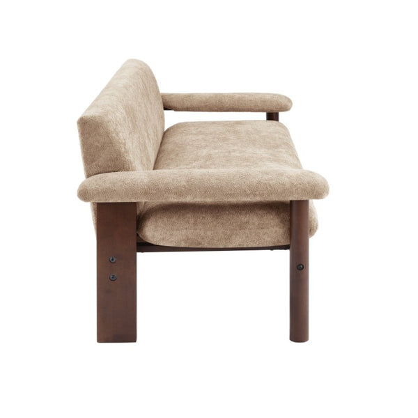 English Elm 69.9 Inch Chenille Two Seater Sofa with Pillow Top Arms and Rubberwood Legs for Living Room Light Brown N763S000050L