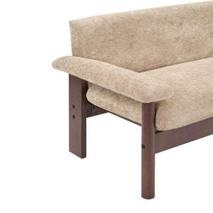 English Elm 69.9 Inch Chenille Two Seater Sofa with Pillow Top Arms and Rubberwood Legs for Living Room Light Brown N763S000050L