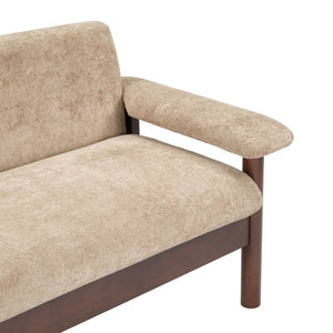 English Elm 69.9 Inch Chenille Two Seater Sofa with Pillow Top Arms and Rubberwood Legs for Living Room Light Brown N763S000050L