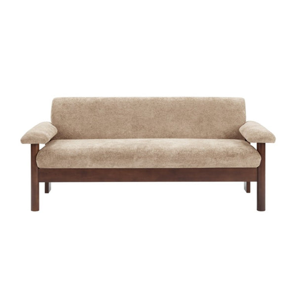 English Elm 69.9 Inch Chenille Two Seater Sofa with Pillow Top Arms and Rubberwood Legs for Living Room Light Brown N763S000050L