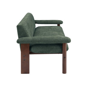 English Elm 69.9 Inch Chenille Two Seater Sofa with Pillow Top Arms and Rubberwood Legs for Living Room Green N763S000050U