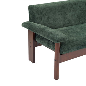 English Elm 69.9 Inch Chenille Two Seater Sofa with Pillow Top Arms and Rubberwood Legs for Living Room Green N763S000050U