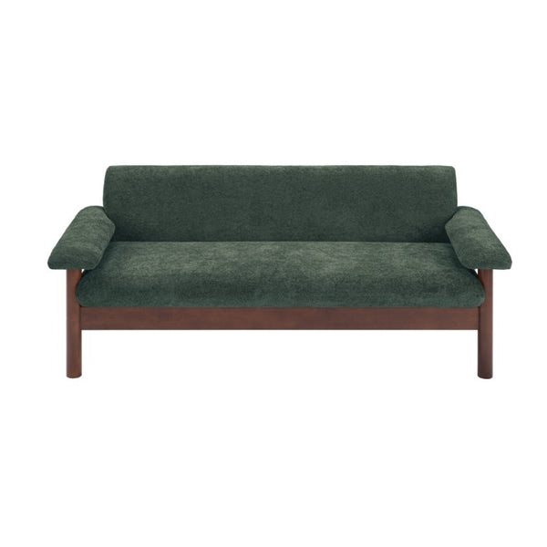 English Elm 69.9 Inch Chenille Two Seater Sofa with Pillow Top Arms and Rubberwood Legs for Living Room Green N763S000050U