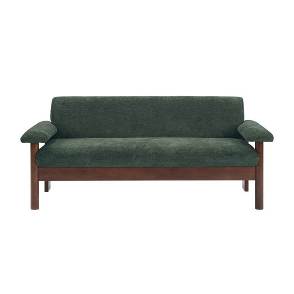 English Elm 69.9 Inch Chenille Two Seater Sofa with Pillow Top Arms and Rubberwood Legs for Living Room Green N763S000050U
