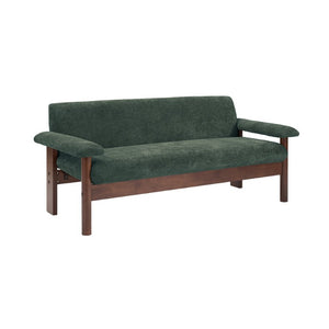 English Elm 69.9 Inch Chenille Two Seater Sofa with Pillow Top Arms and Rubberwood Legs for Living Room Green N763S000050U