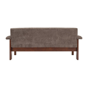 English Elm 69.9 Inch Chenille Two Seater Sofa with Pillow Top Arms and Rubberwood Legs for Living Room Brown N763S000050W