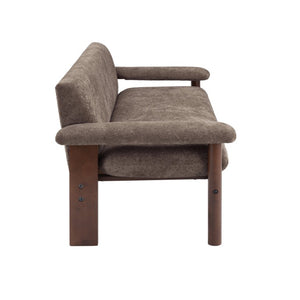 English Elm 69.9 Inch Chenille Two Seater Sofa with Pillow Top Arms and Rubberwood Legs for Living Room Brown N763S000050W