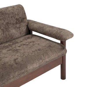 English Elm 69.9 Inch Chenille Two Seater Sofa with Pillow Top Arms and Rubberwood Legs for Living Room Brown N763S000050W