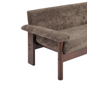 English Elm 69.9 Inch Chenille Two Seater Sofa with Pillow Top Arms and Rubberwood Legs for Living Room Brown N763S000050W