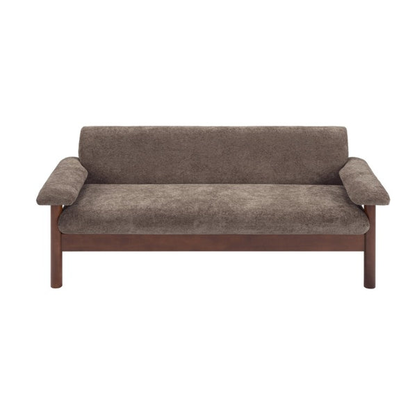 English Elm 69.9 Inch Chenille Two Seater Sofa with Pillow Top Arms and Rubberwood Legs for Living Room Brown N763S000050W