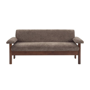 English Elm 69.9 Inch Chenille Two Seater Sofa with Pillow Top Arms and Rubberwood Legs for Living Room Brown N763S000050W