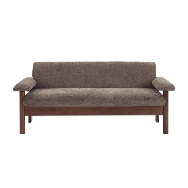 English Elm 69.9 Inch Chenille Two Seater Sofa with Pillow Top Arms and Rubberwood Legs for Living Room Brown N763S000050W