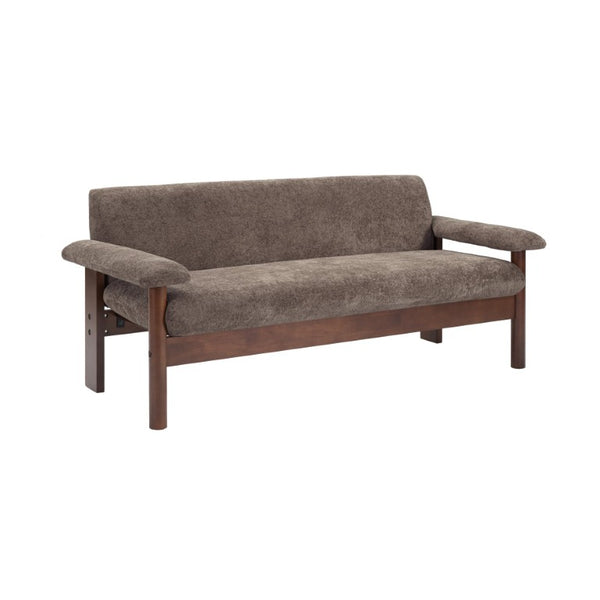 English Elm 69.9 Inch Chenille Two Seater Sofa with Pillow Top Arms and Rubberwood Legs for Living Room Brown N763S000050W