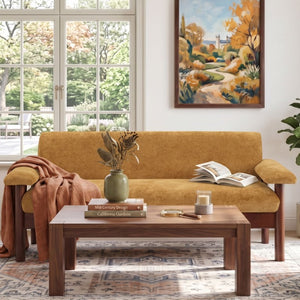English Elm 69.9 Inch Chenille Two Seater Sofa with Pillow Arms Pocket Spring Cushion Living Room N763S000050Y