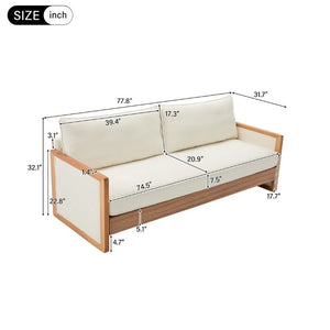 English Elm Modern Three-Seat Chenille Sofa with Solid Wood Armrests and Pocket Spring Living Room Beige N763S000080A