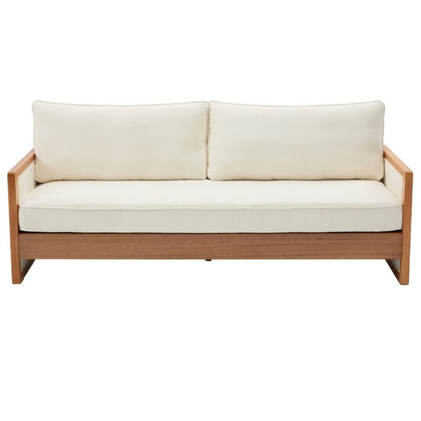 English Elm Modern Three-Seat Chenille Sofa with Solid Wood Armrests and Pocket Spring Living Room Beige N763S000080A