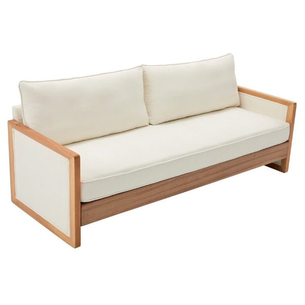 English Elm Modern Three-Seat Chenille Sofa with Solid Wood Armrests and Pocket Spring Living Room Beige N763S000080A