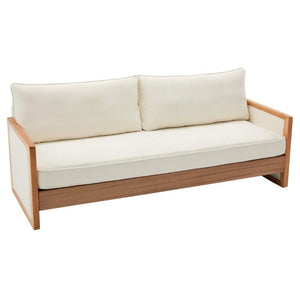 English Elm Modern Three-Seat Chenille Sofa with Solid Wood Armrests and Pocket Spring Living Room Beige N763S000080A