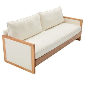 English Elm Modern Three-Seat Chenille Sofa with Solid Wood Armrests and Pocket Spring Living Room Beige N763S000080A