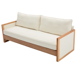English Elm Modern Three-Seat Chenille Sofa with Solid Wood Armrests and Pocket Spring Living Room Beige N763S000080A