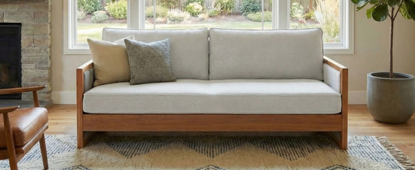 English Elm Modern Three-Seat Chenille Sofa with Solid Wood Armrests and Pocket Spring Living Room Grey N763S000080E