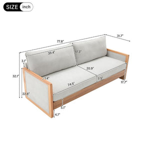 English Elm Modern Three-Seat Chenille Sofa with Solid Wood Armrests and Pocket Spring Living Room Grey N763S000080E