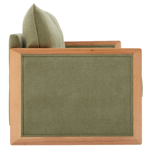 English Elm Modern Three-Seat Chenille Sofa with Solid Wood Armrests and Pocket Spring Living Room Green N763S000080F