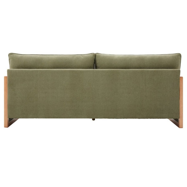 English Elm Modern Three-Seat Chenille Sofa with Solid Wood Armrests and Pocket Spring Living Room Green N763S000080F