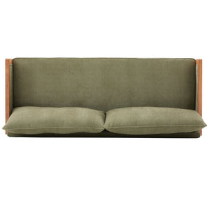 English Elm Modern Three-Seat Chenille Sofa with Solid Wood Armrests and Pocket Spring Living Room Green N763S000080F
