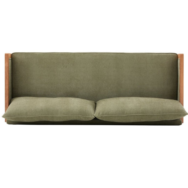 English Elm Modern Three-Seat Chenille Sofa with Solid Wood Armrests and Pocket Spring Living Room Green N763S000080F