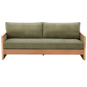 English Elm Modern Three-Seat Chenille Sofa with Solid Wood Armrests and Pocket Spring Living Room Green N763S000080F