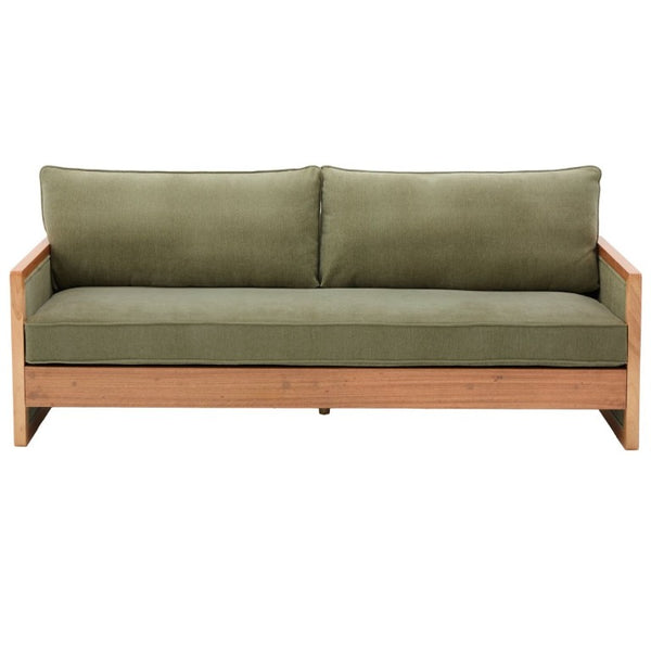 English Elm Modern Three-Seat Chenille Sofa with Solid Wood Armrests and Pocket Spring Living Room Green N763S000080F