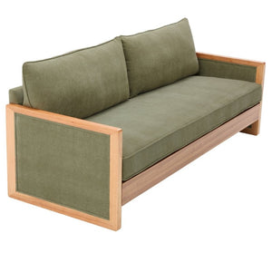 English Elm Modern Three-Seat Chenille Sofa with Solid Wood Armrests and Pocket Spring Living Room Green N763S000080F