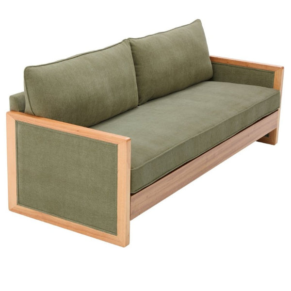 English Elm Modern Three-Seat Chenille Sofa with Solid Wood Armrests and Pocket Spring Living Room Green N763S000080F