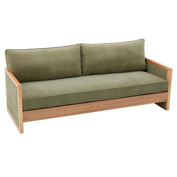 English Elm Modern Three-Seat Chenille Sofa with Solid Wood Armrests and Pocket Spring Living Room Green N763S000080F