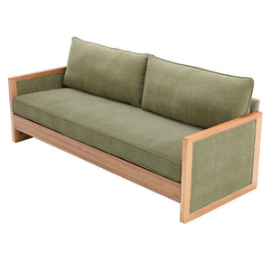 English Elm Modern Three-Seat Chenille Sofa with Solid Wood Armrests and Pocket Spring Living Room Green N763S000080F