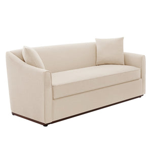 English Elm Modern Chenille Three Seater Sofa with Rubberwood Base and Wrap Armrests for Living Room N763S000110O
