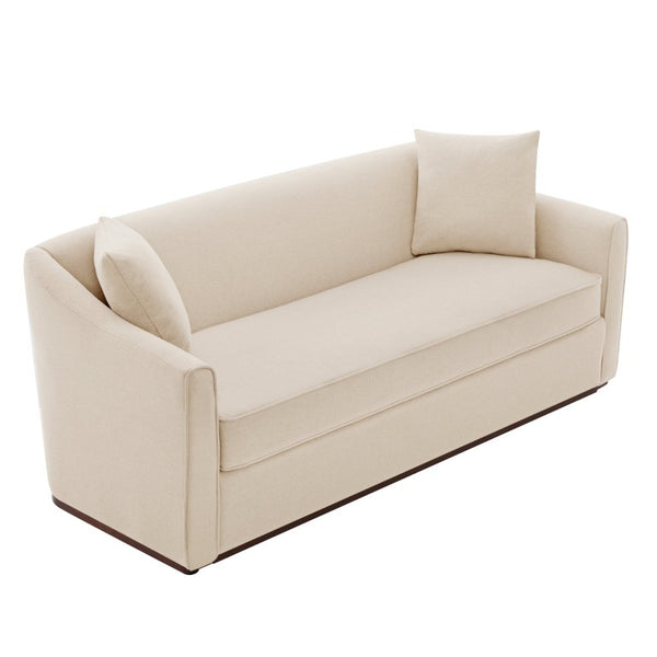 English Elm Modern Chenille Three Seater Sofa with Rubberwood Base and Wrap Armrests for Living Room N763S000110O