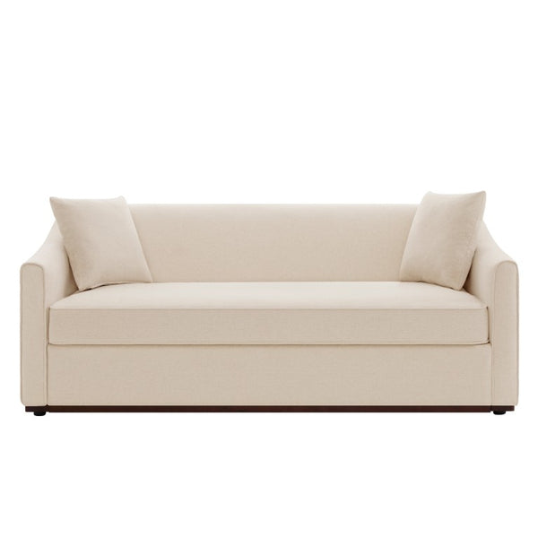 English Elm Modern Chenille Three Seater Sofa with Rubberwood Base and Wrap Armrests for Living Room N763S000110O