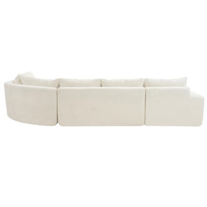 English Elm 140.5" U-shaped Chenille Cloud Sectional Modular Sofa Deep Seat Living Room Couch Beige N763S000120A