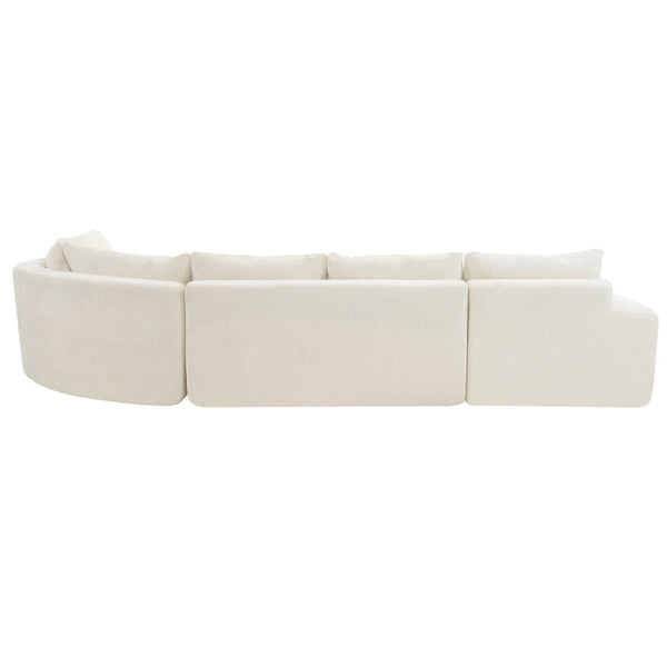 English Elm 140.5" U-shaped Chenille Cloud Sectional Modular Sofa Deep Seat Living Room Couch Beige N763S000120A