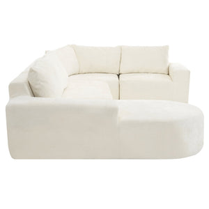 English Elm 140.5" U-shaped Chenille Cloud Sectional Modular Sofa Deep Seat Living Room Couch Beige N763S000120A