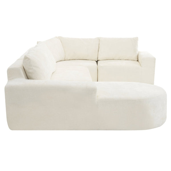 English Elm 140.5" U-shaped Chenille Cloud Sectional Modular Sofa Deep Seat Living Room Couch Beige N763S000120A