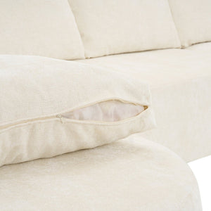 English Elm 140.5" U-shaped Chenille Cloud Sectional Modular Sofa Deep Seat Living Room Couch Beige N763S000120A