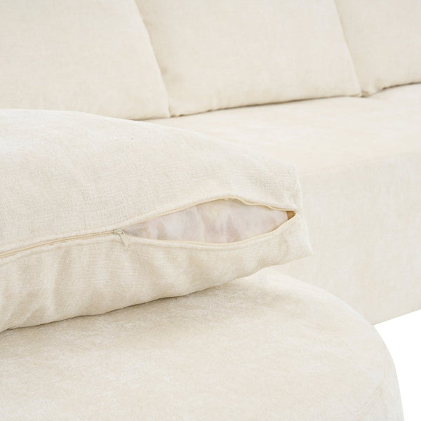 English Elm 140.5" U-shaped Chenille Cloud Sectional Modular Sofa Deep Seat Living Room Couch Beige N763S000120A