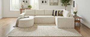 English Elm 140.5" U-shaped Chenille Cloud Sectional Modular Sofa Deep Seat Living Room Couch Beige N763S000120A
